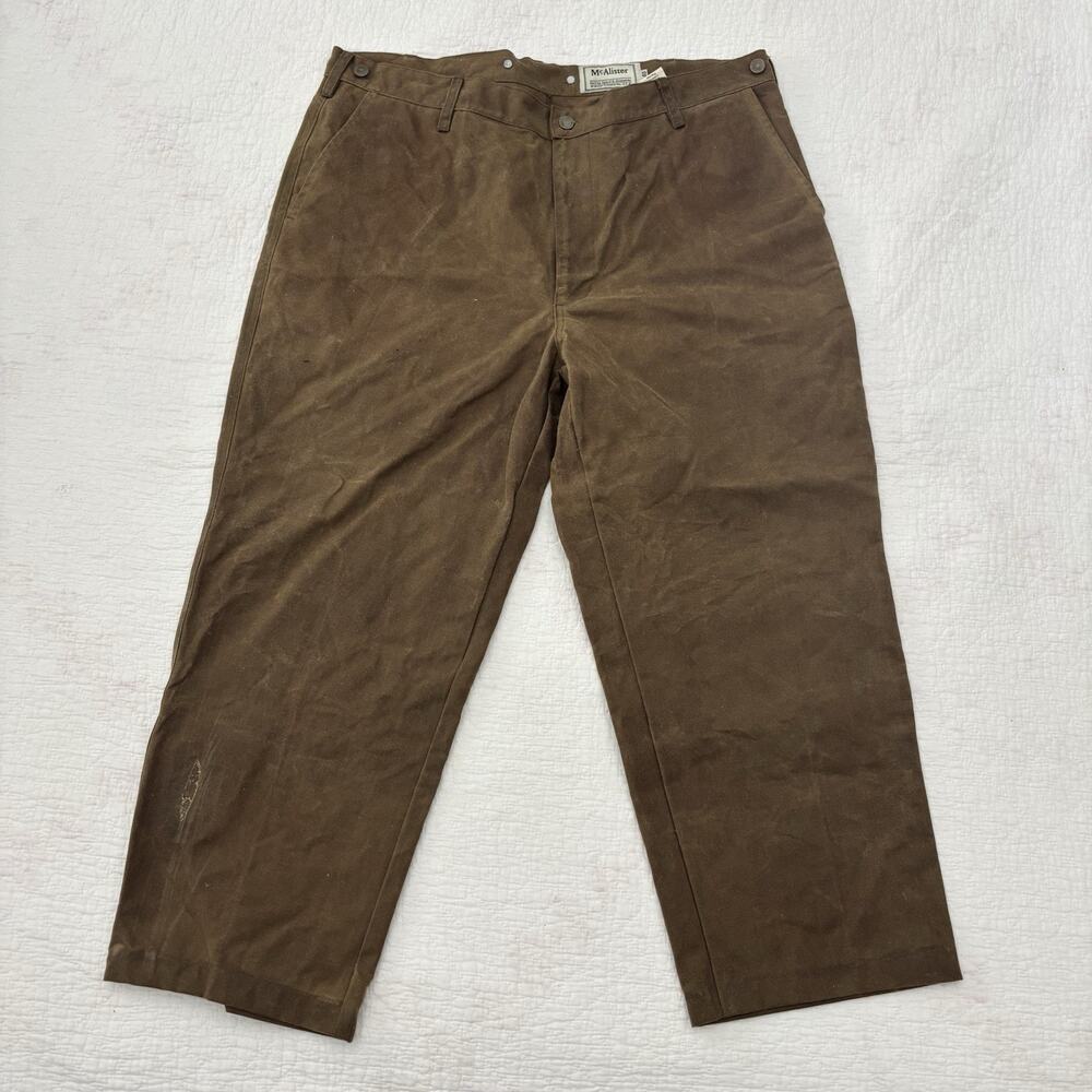 VTG Mcalister Tin Cloth Mining Brown Pants – Waxed Canvas Workwear 40X26 USA